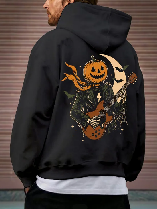 Hardaddy X Contatoeoli Studio Halloween Music Guitar Skull Casual Hoodie Sweatshirt