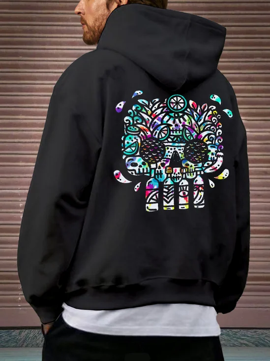 Hardaddy X Walmazan Skull Flower Casual Hoodie Sweatshirt
