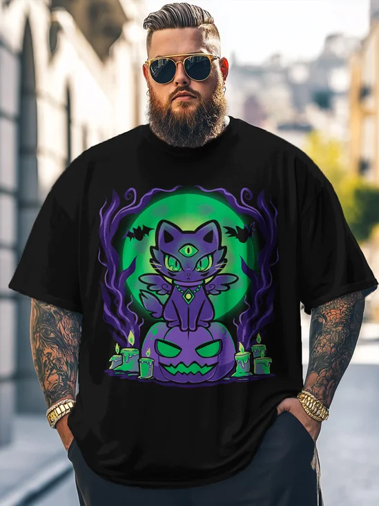 Hardaddy x Techranova Big Size Men's Halloween Fun Pumpkin Loose T-shirt