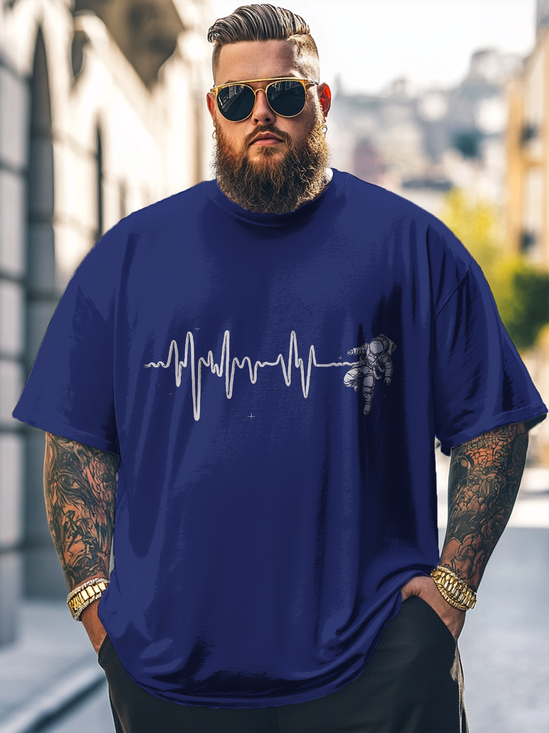 Hardaddy x Digital Carbine Big Size Men's Astronaut's Heartbeat Loose T-shirt