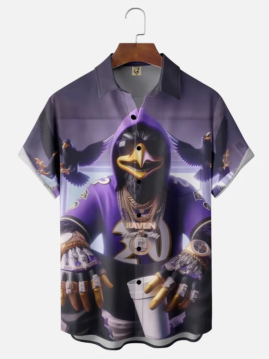 Moisture-wicking American Football Maryland Art Fun Ravens Chest Pocket Casual Shirt