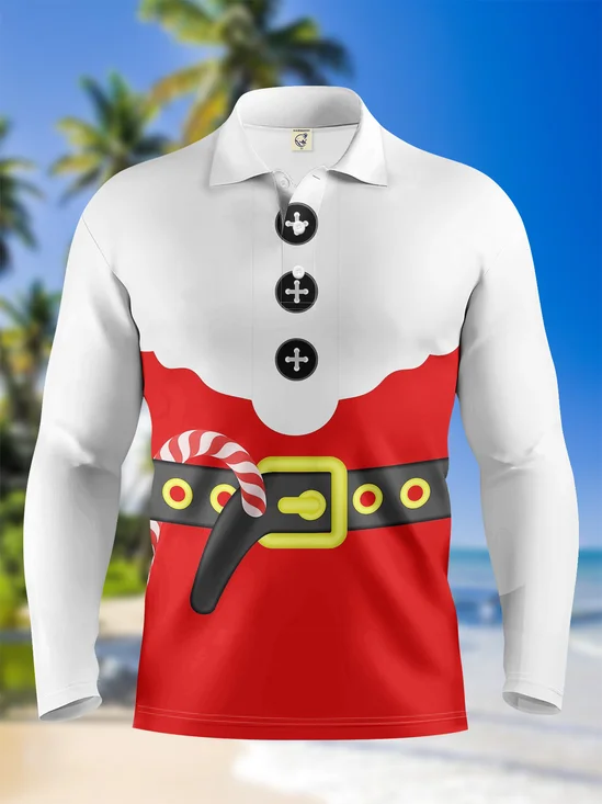 Moisture-Wicking Christmas Long Sleeve Golf Polo
