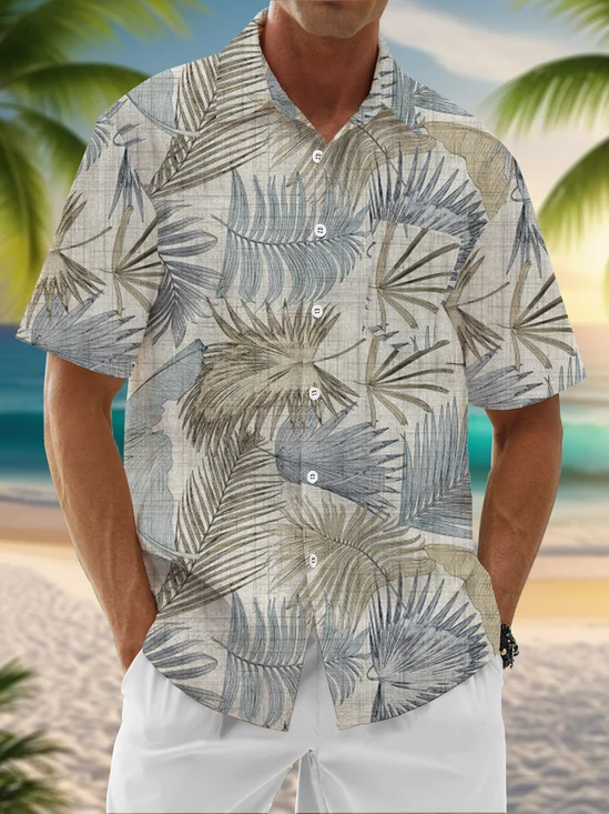 Moisture-Wicking Tropical Chest Pocket Hawaiian Shirt