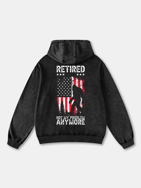 Retired Not My Problem Anymore American Flag Bigfoot Hoodie Sweatshirt
