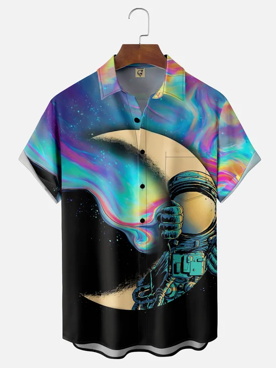 Hardaddy x Digital Carbine Moisture-Wicking Ombre Astronaut Chest Pocket Hawaiian Shirt