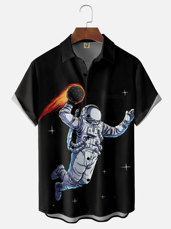 Hardaddy x Digital Carbine Moisture-Wicking Abstract Gradient Color Universe Astronaut Chest Pocket Hawaiian Shirt