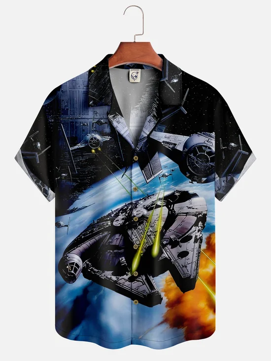 Tall Size Moisture-wicking Star Robot Aloha Shirt