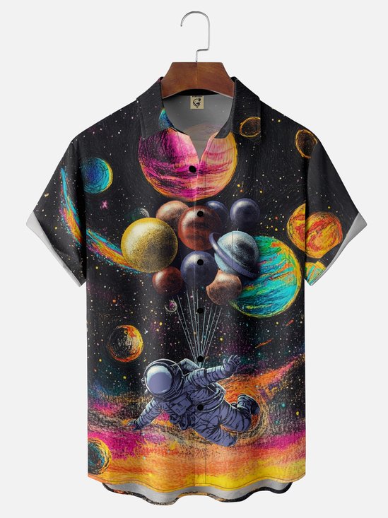 Hardaddy x Digital Carbine Moisture-Wicking Ombre Astronaut Planet Chest Pocket Hawaiian Shirt