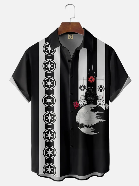 Moisture-wicking Stars Universe Chest Pocket Bowling Shirt