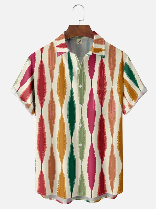Moisture-wicking Artistic Geometry Chest Pocket Casual Shirt