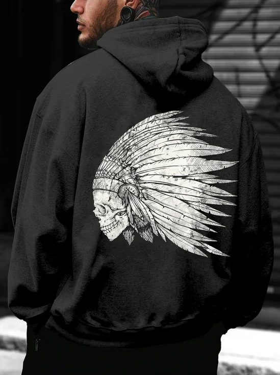 Hardaddy X Mikekoubou Feather Skull Casual Hoodie Sweatshirt