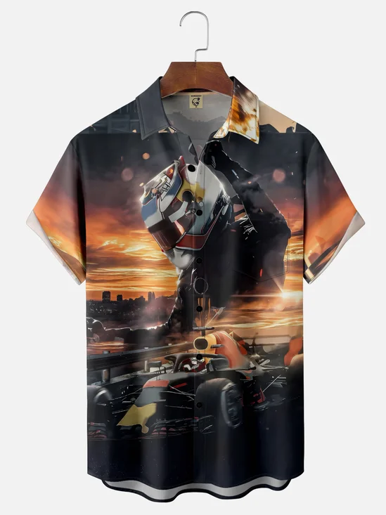 Moisture-wicking Car Racing F1 Chest Pocket Casual Shirt