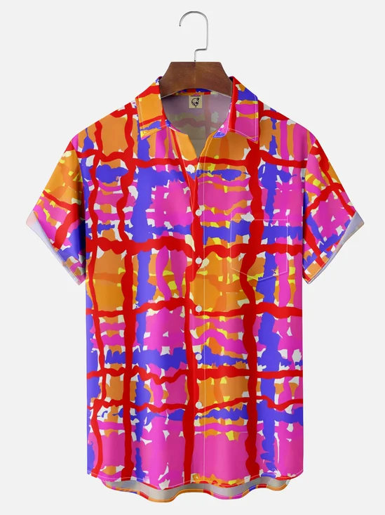 Moisture-wicking Plaid Chest Pocket Casual Shirt