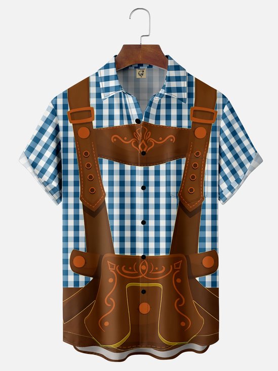 Moisture-wicking Oktoberfest Beer Festival Costume Chest Pocket Casual Shirt