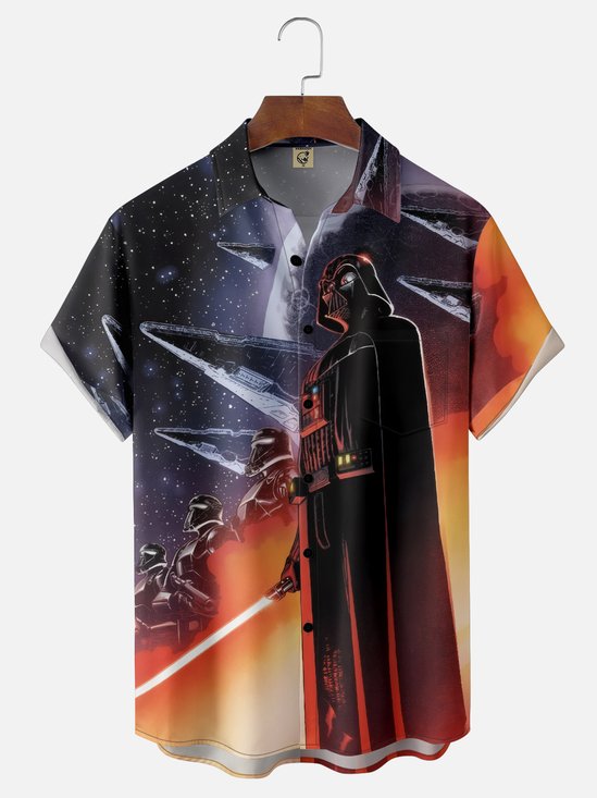Moisture-wicking Funny Star Art Chest Pocket Casual Shirt