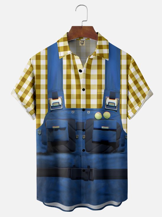 Moisture-wicking Oktoberfest Beer Festival Costume Chest Pocket Casual Shirt