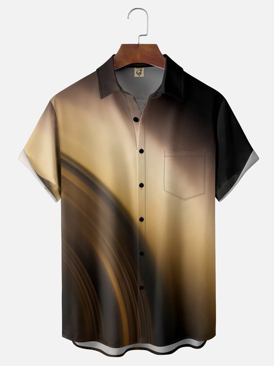 Moisture-Wicking Ombre Chest Pocket Hawaiian Shirt