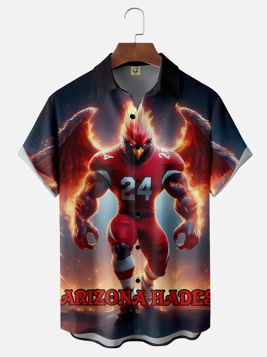Moisture-wicking American Football Arizona Art Cardinals Chest Pocket Casual Shirt