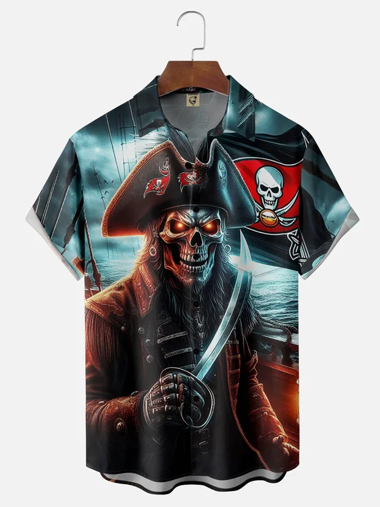 Moisture-Wicking Tampa Bay Buccaneers Chest Pocket Hawaiian Shirt