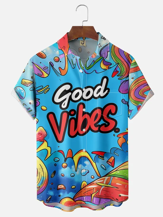 Moisture-wicking Good Vibes Chest Pocket Casual Shirt