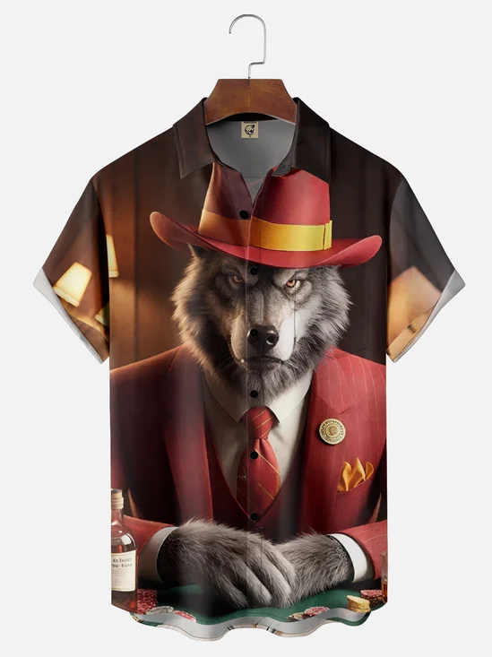 Moisture-Wicking Kansas City Chiefs Wolves Chest Pocket Hawaiian Shirt