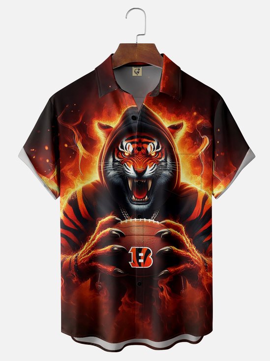 Moisture-Wicking Cincinnati Bengals Chest Pocket Hawaiian Shirt