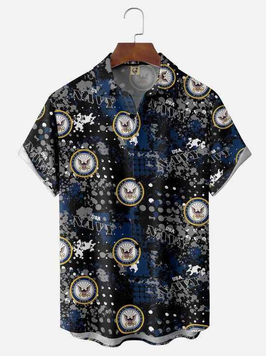 Moisture-Wicking US Navy Chest Pocket Hawaiian Shirt