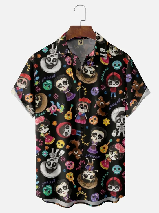 Moisture-wicking Day of the Dead Chest Pocket Casual Shirt