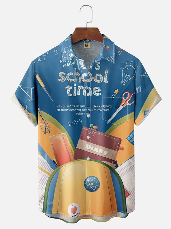 Moisture-wicking Back to School Chest Pocket Casual Shirt