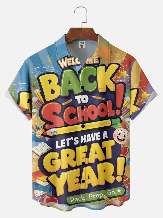 Big Size Moisture-wicking Back to School Chest Pocket Casual Shirt