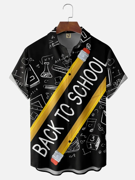 Moisture-Wicking Back To School Chest Pocket Hawaiian Shirt