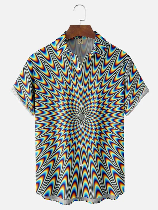 Moisture-wicking 3D Geomatric Chest Pocket Casual Shirt