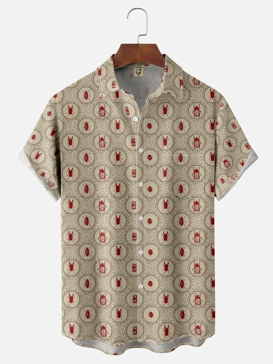 Moisture-wicking Fun Insect Lover Art Young Chest Pocket Casual Shirt