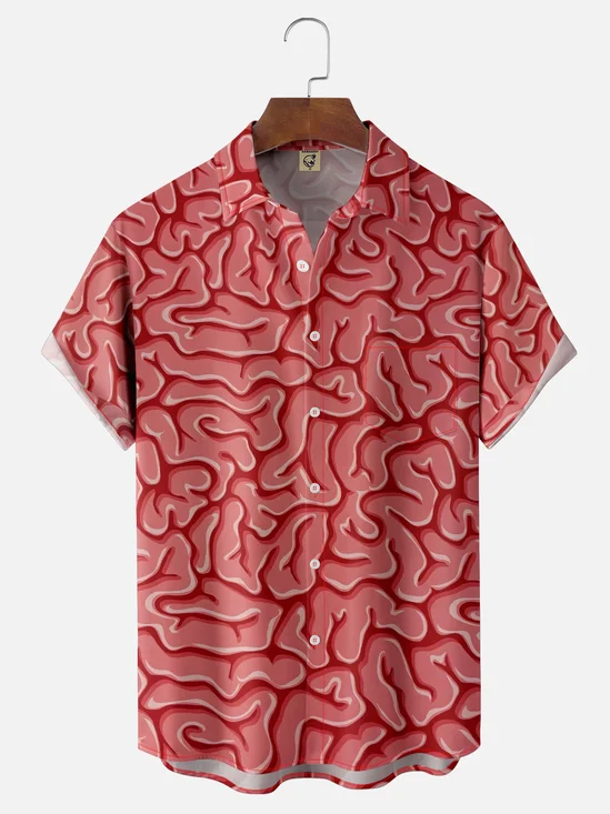 Moisture-wicking Artistic Abstract Brain Chest Pocket Casual Shirt