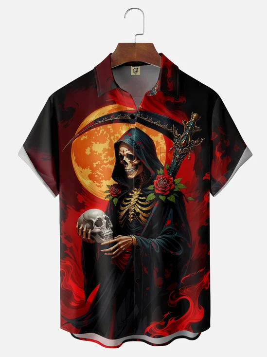 Moisture-wicking Day of the Dead Chest Pocket Casual Shirt