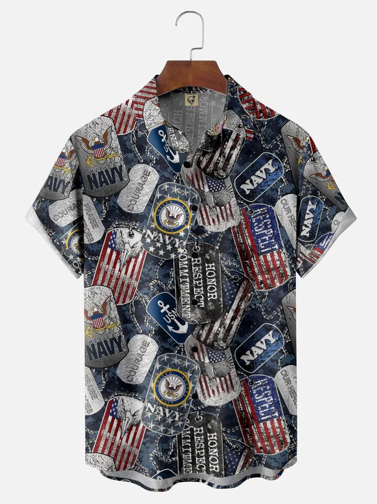 Moisture-Wicking US Army, Navy, And Air Force Chest Pocket Hawaiian Shirt