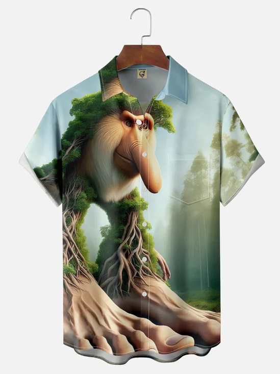 Moisture-wicking Fun "Brr Brr Patapin" Edgy Chest Pocket Casual Shirt