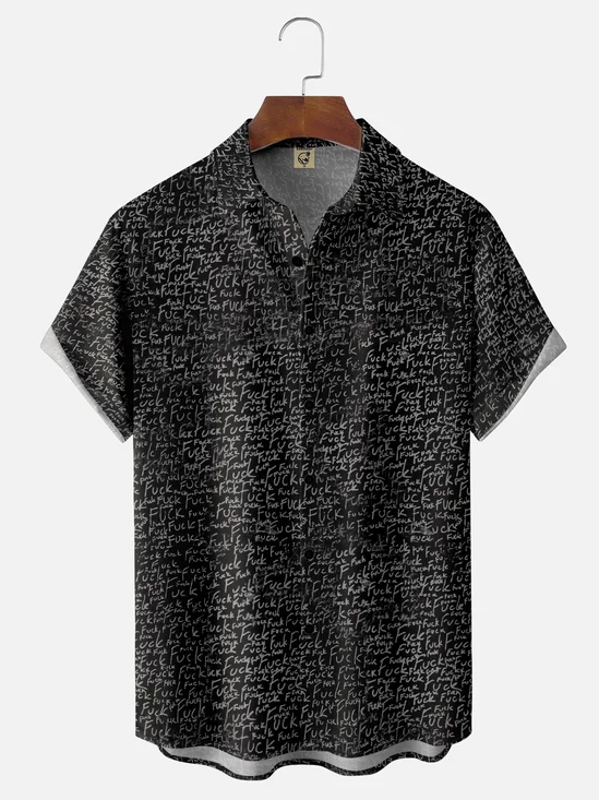 Moisture-wicking Fun Mini Polite Greeting Chest Pocket Casual Shirt