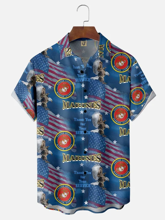 Moisture-Wicking USMC Marine Corps Chest Pocket Hawaiian Shirt