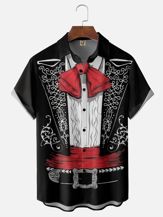 Moisture-Wicking Day Of The Dead Mexican Patterned Decorative Clothing Chest Pocket Hawaiian Shirt