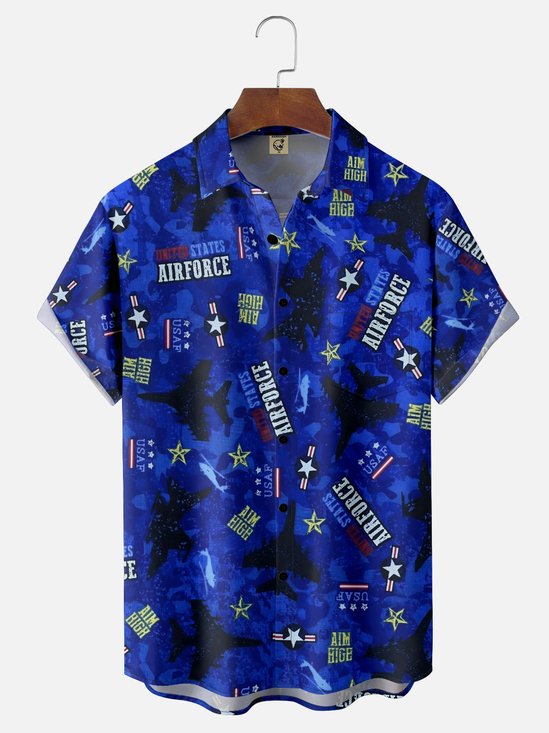 Moisture-wicking Veterans Day Air Force Chest Pocket Casual Shirt