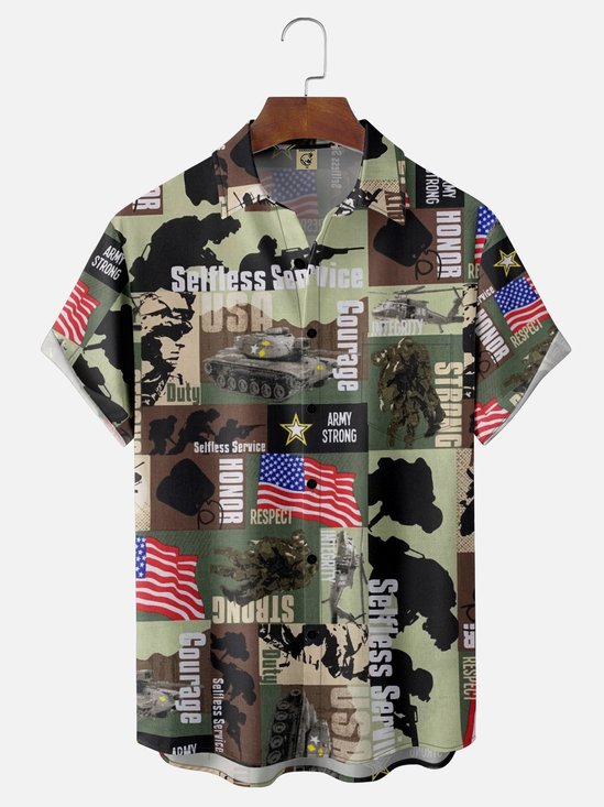 Moisture-wicking Veterans Day U.S. Army Chest Pocket Casual Shirt