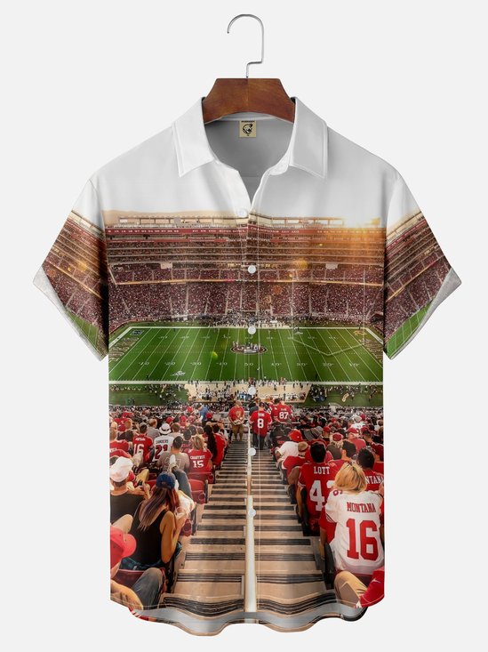 Moisture-wicking American Football Chest Pocket Casual Shirt