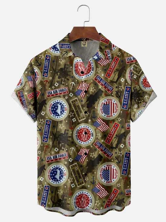 Moisture-wicking Veterans Day Air Force Chest Pocket Casual Shirt