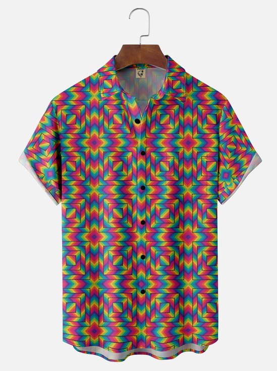 Moisture-wicking Geomatric Chest Pocket Casual Shirt
