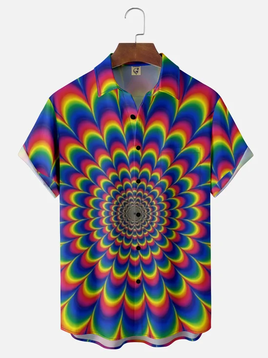Moisture-wicking Gradient Color Chest Pocket Casual Shirt