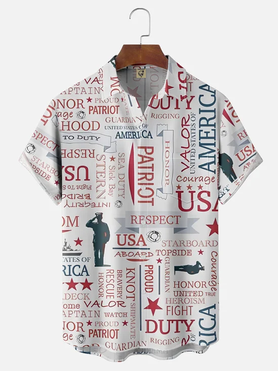 Moisture-wicking Veterans Day Chest Pocket Casual Shirt