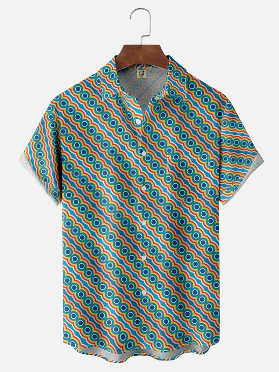 Moisture-wicking Geomatric Chest Pocket Casual Shirt