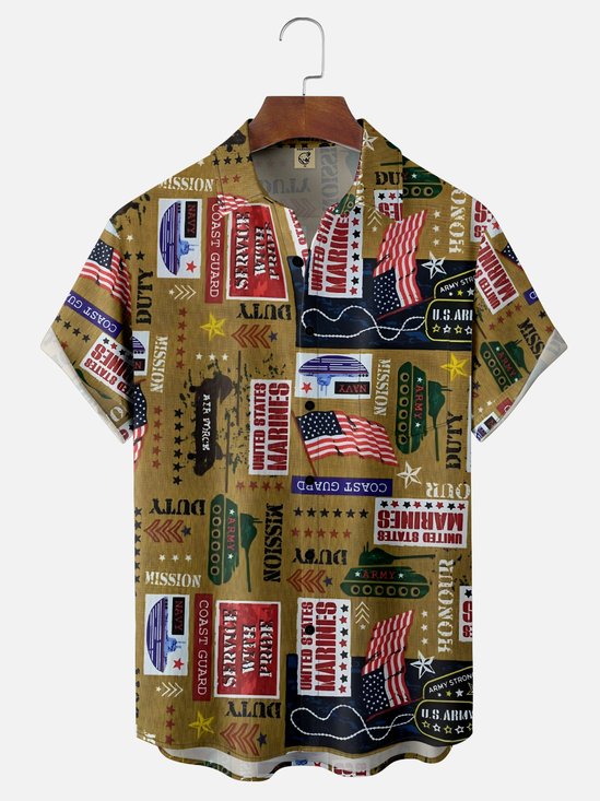 Moisture-wicking Veterans Day U.S. Army Chest Pocket Casual Shirt