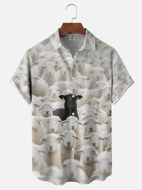 Moisture-wicking Black Sheep Chest Pocket Casual Shirt